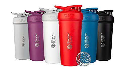 Strada Shaker Cup Insulated Stainless Steel Water Bottle with Wire Whisk, 24-Ounce