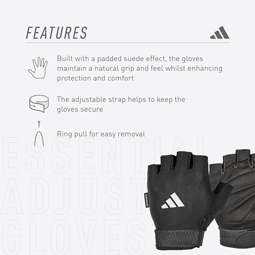 adidas Essential Adjustable Fingerless Gloves for Men and Women