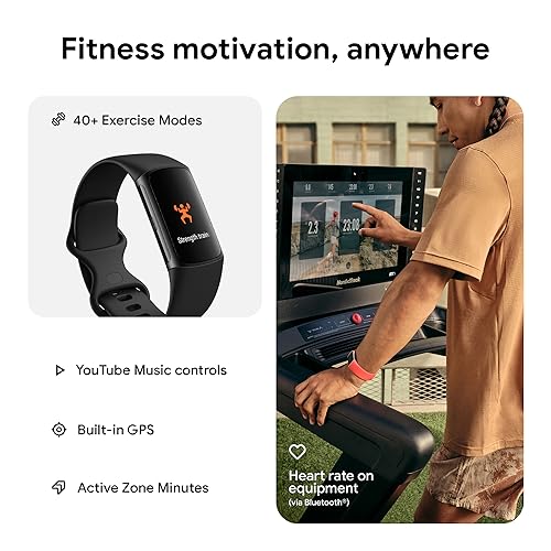 Charge 6 Fitness Tracker with Google apps, Heart Rate on Exercise Equipment