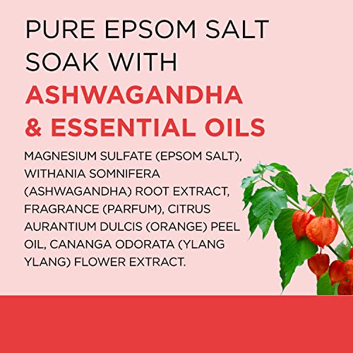 Pure Epsom Magnesium Salt Soak Ashwagandha & Essential Oils, 3 lbs (Pack of 4)