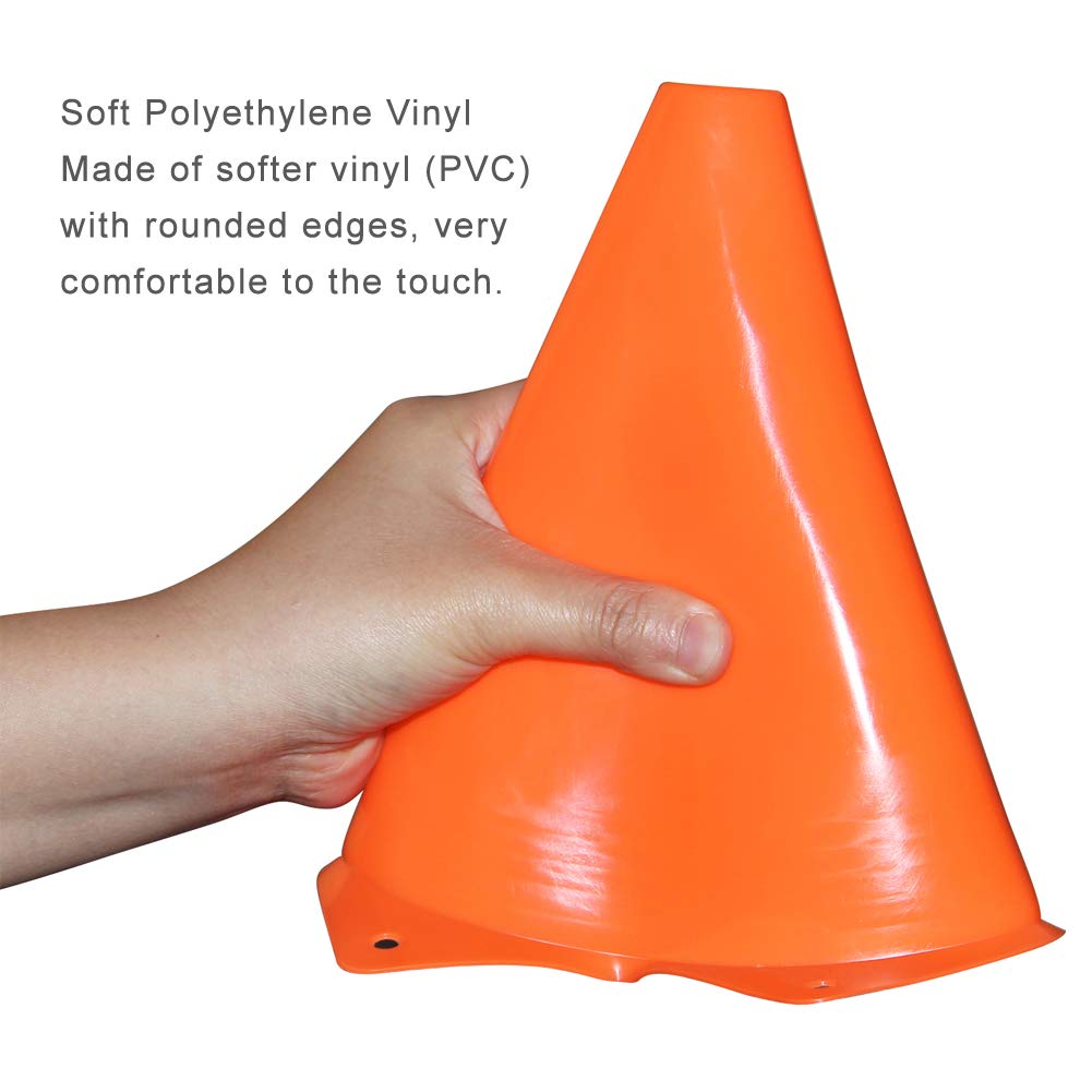 9 Inch Plastic Training Traffic Cones, Sport Cones, Agility Field Marker Cones