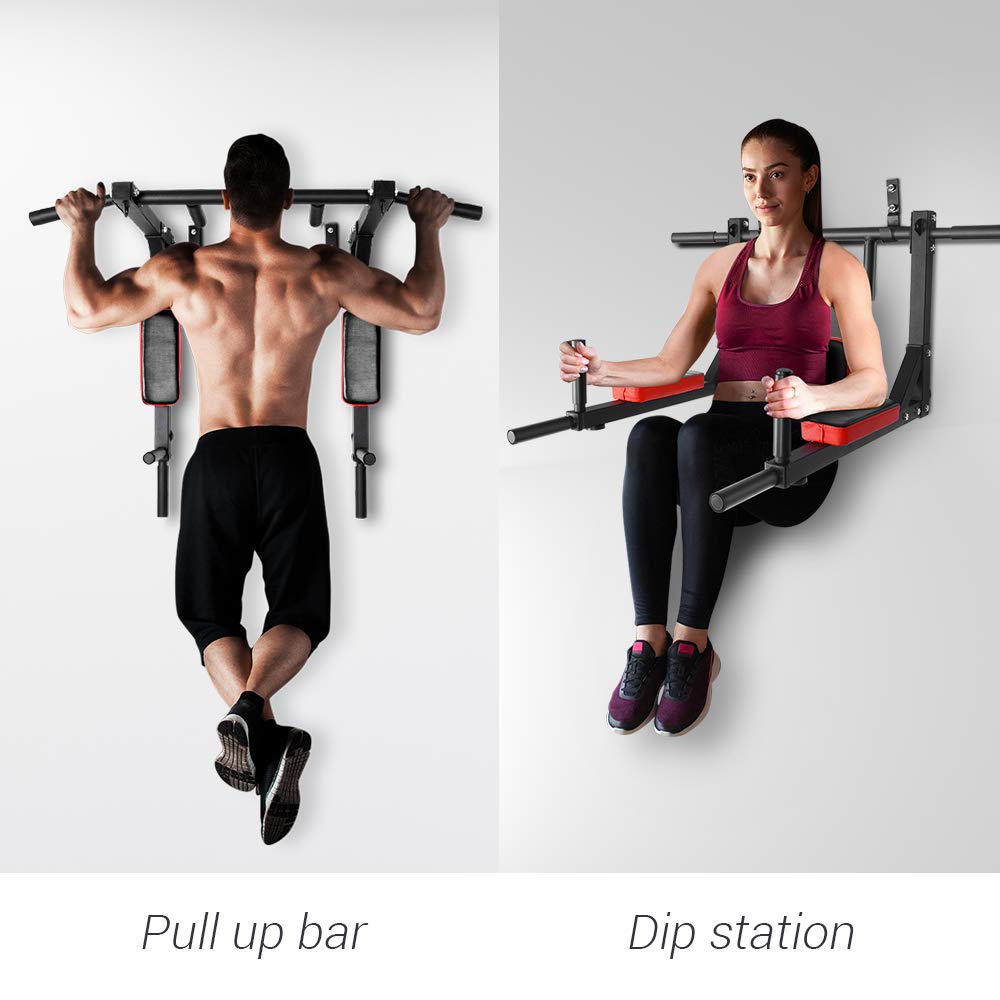 OneTwoFit Multifunctional Wall Mounted Pull Up Bar Chin Up bar Dip Station