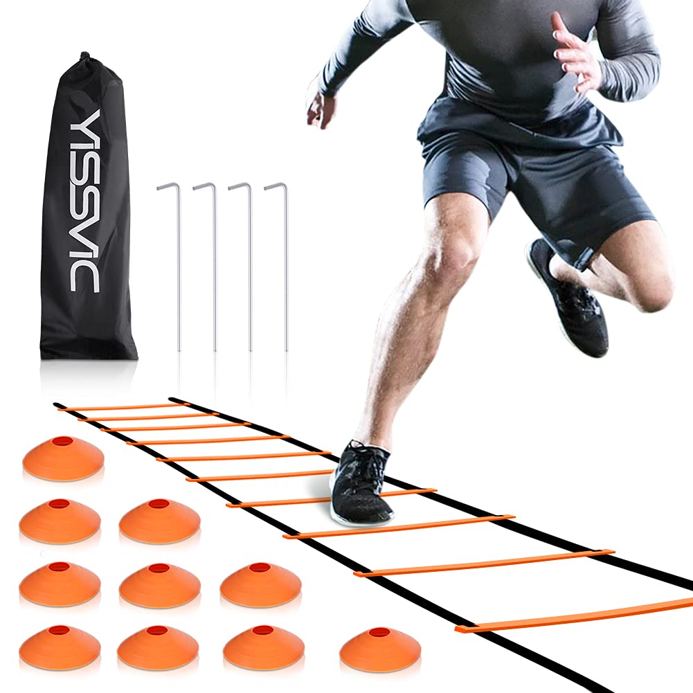 Agility Ladder and Cones 20 Feet 12 Adjustable Rungs Fitness Speed Training