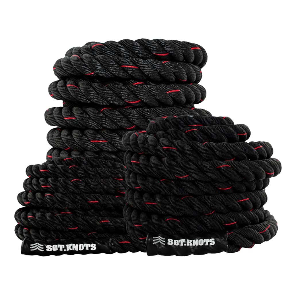 Twisted Battle Rope - Weighted Exercise Rope for Strength Training