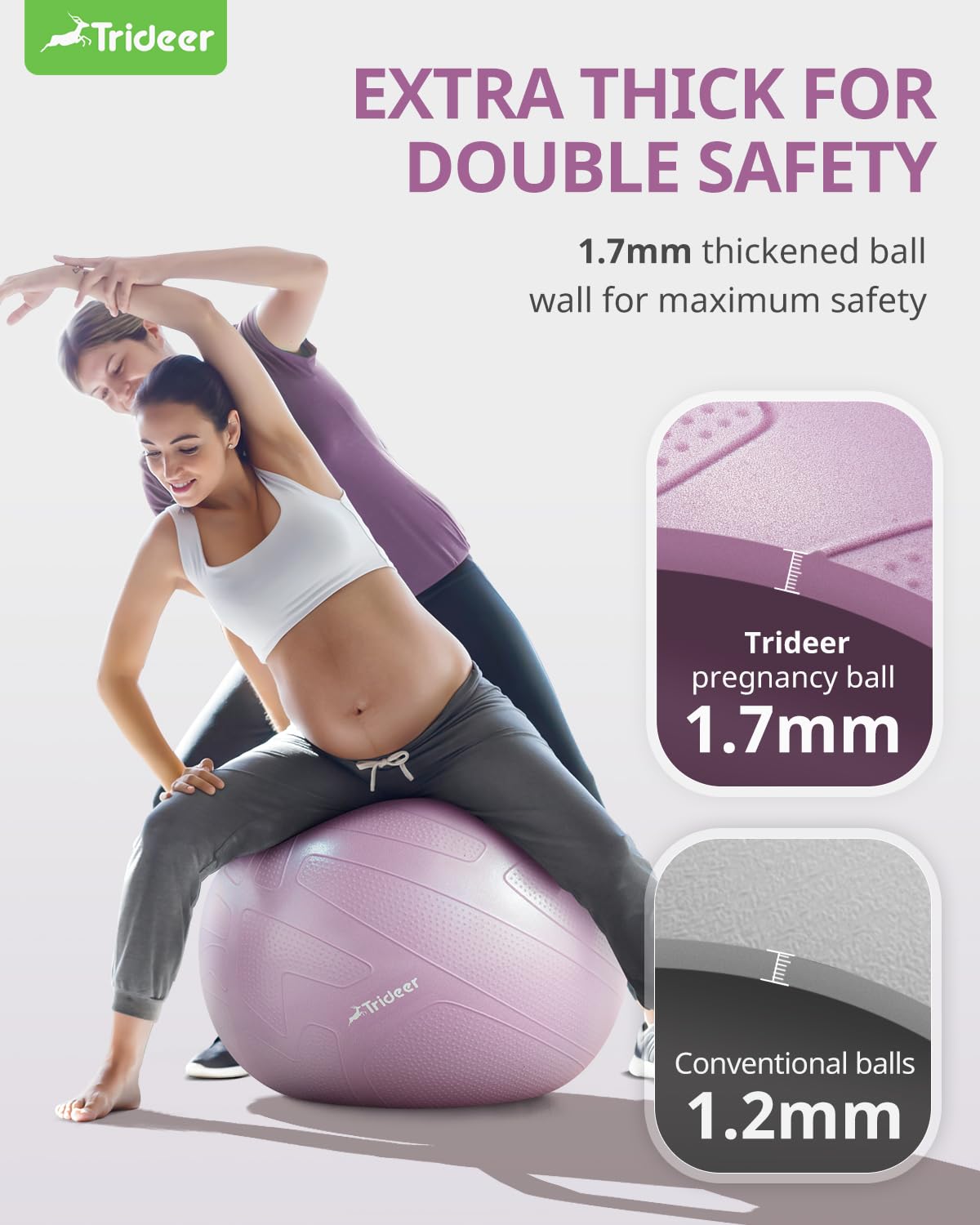 Pregnancy Ball Birthing Ball, 1.7mm Extra Thick Yoga Ball for Maternity, Labor Birth