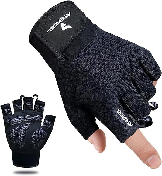 Workout Gloves for Men and Women Training, Breathable and Snug fit (Black, M)