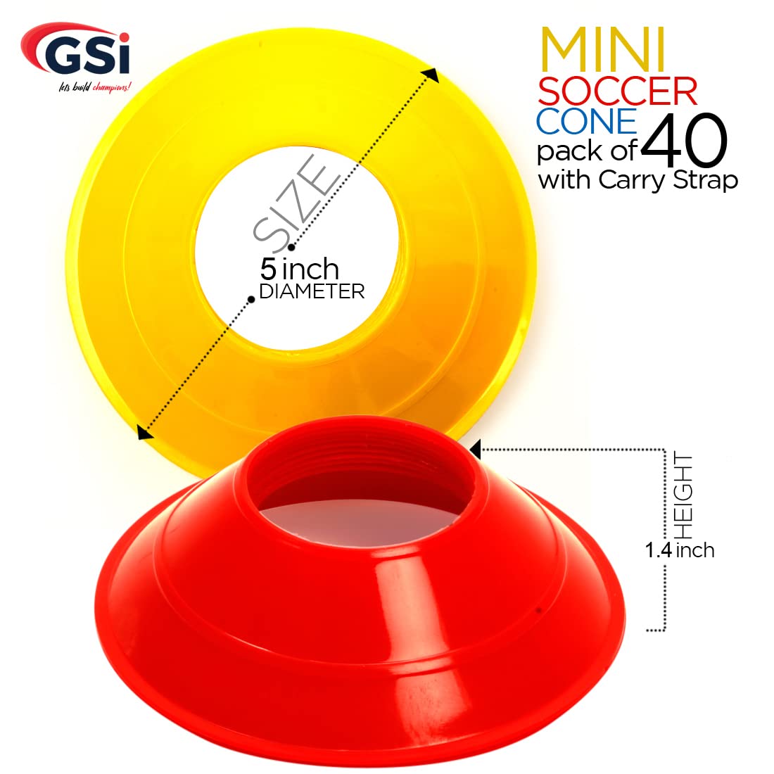 Mini Cones for Sports - 40 Pack - 5Inch Diameter for Better Space Utilization