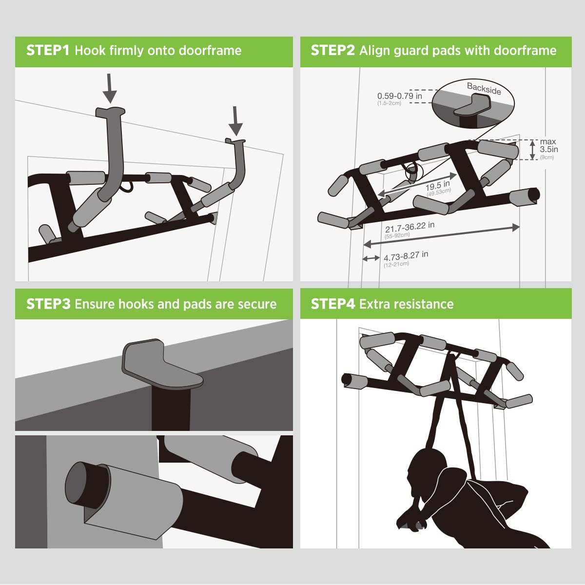 Upgrade Multi-Grip Pull Up Bar with Smart Larger Hooks Technology