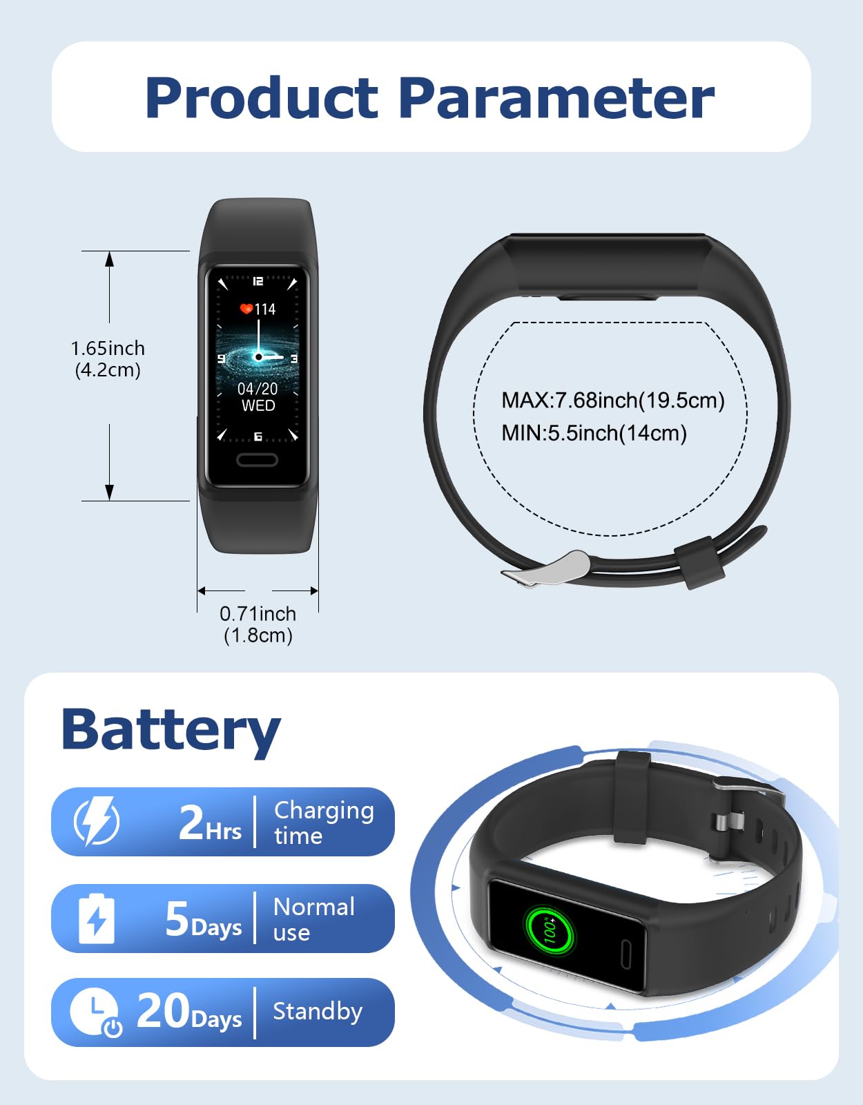 Fitness Tracker Fitness Watches for Men Women with 24/7 Heart Rate