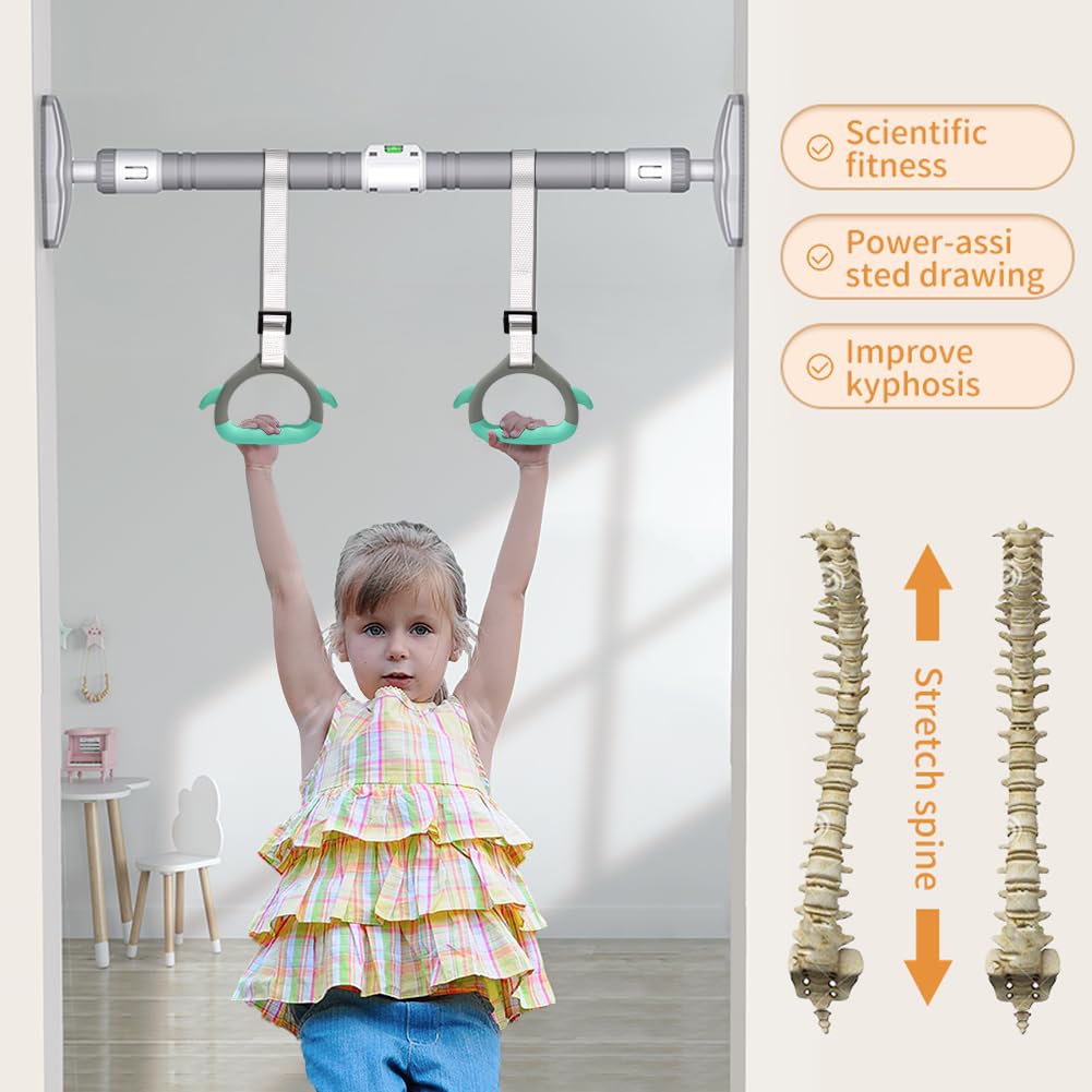 Gymnastics Rings for Kid's Home Exercise, Pull up Rings with Adjustable Straps