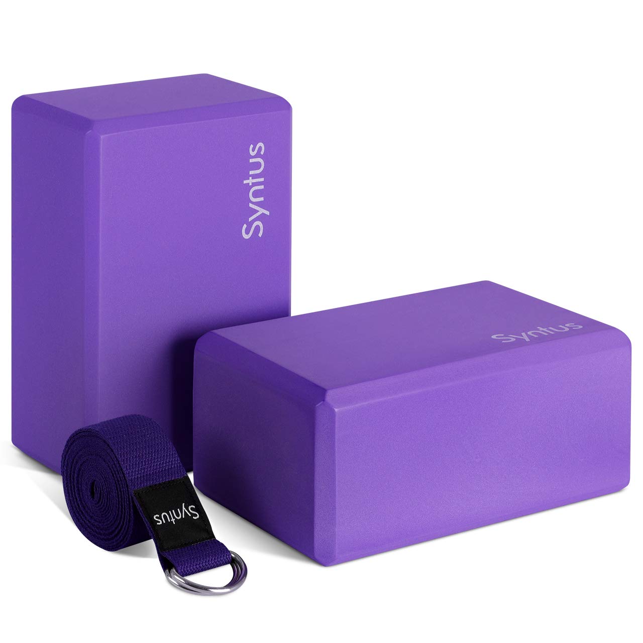 Yoga Block and Yoga Strap Set, 2 EVA Foam Soft Non-Slip Yoga Blocks 9×6×4