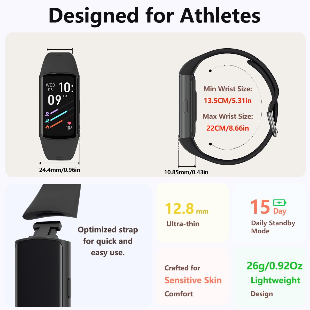 2 Slim Fitness Tracker with Blood Pressure, Blood Oxygen Sleep Tracking