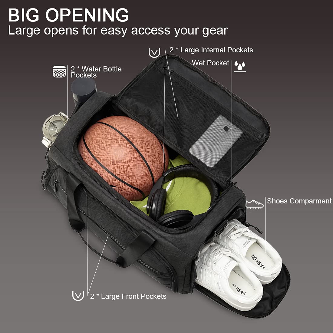 Gym Bag for Men Women, Small Fitness Workout Sports Duffle Bag