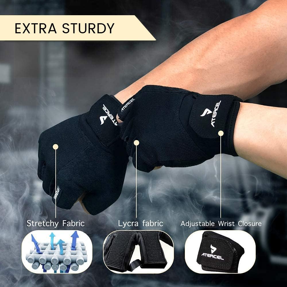 Workout Gloves for Men and Women Training, Breathable and Snug fit (Black, M)