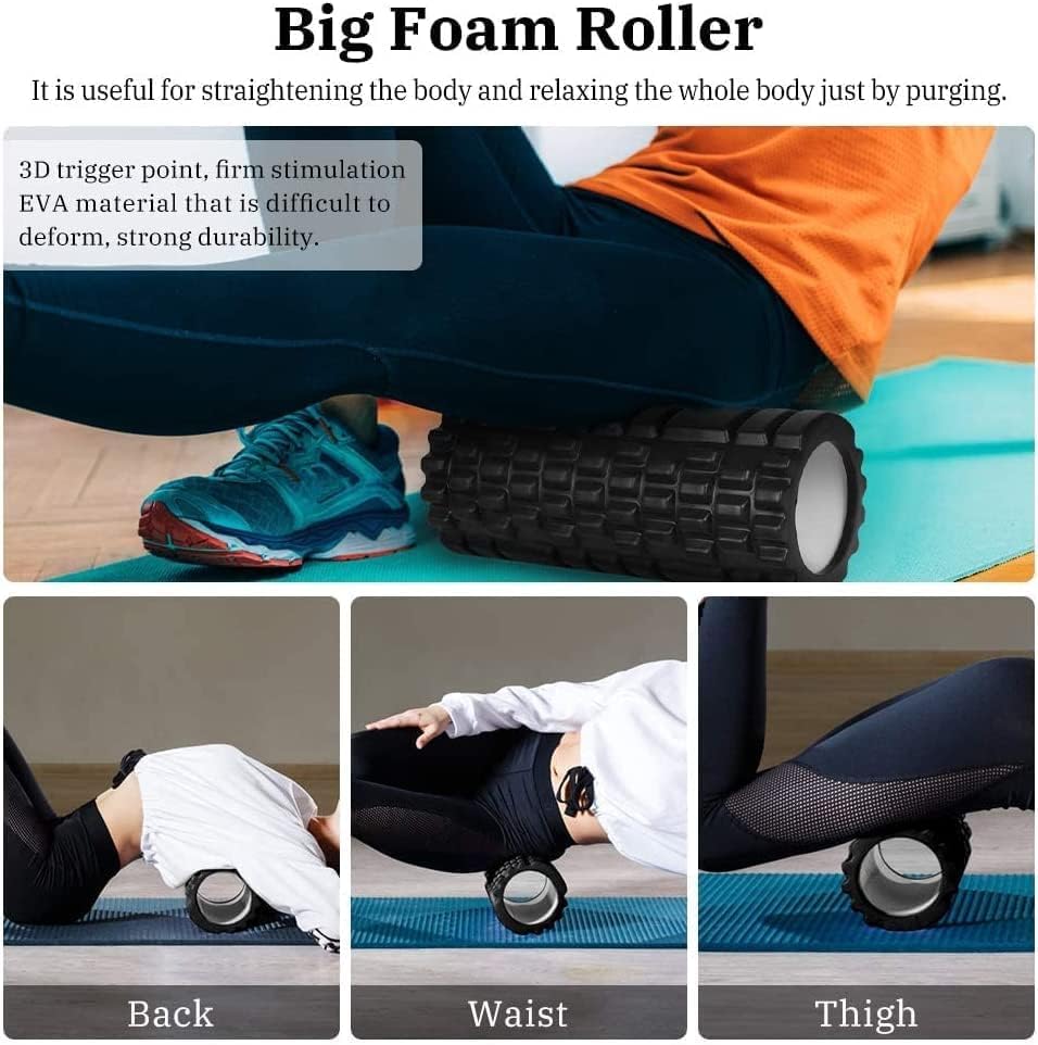 6 in1 Foam Roller Set, Trigger Point Foam Roller, Yoga Stick, Massage Ball