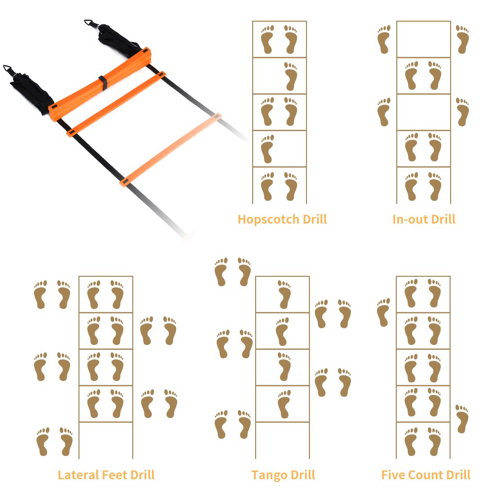 Agility Ladder and Cones 20 Feet 12 Adjustable Rungs Fitness Speed Training