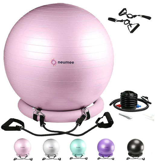 Exercise Ball Chair with Resistance Bands, Yoga Ball Office Chair with Stability