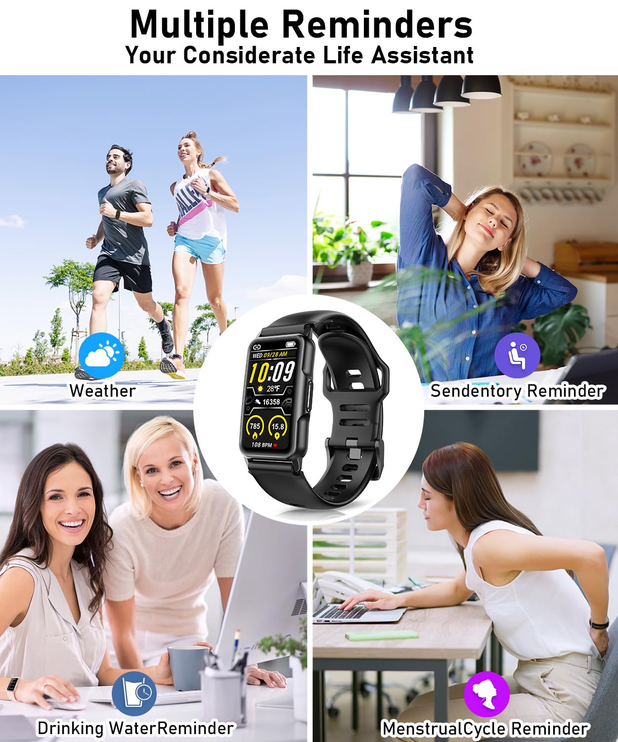 Smart Watch Fitness Tracker with 24/7 Heart Rate, Blood Oxygen Blood Pressure