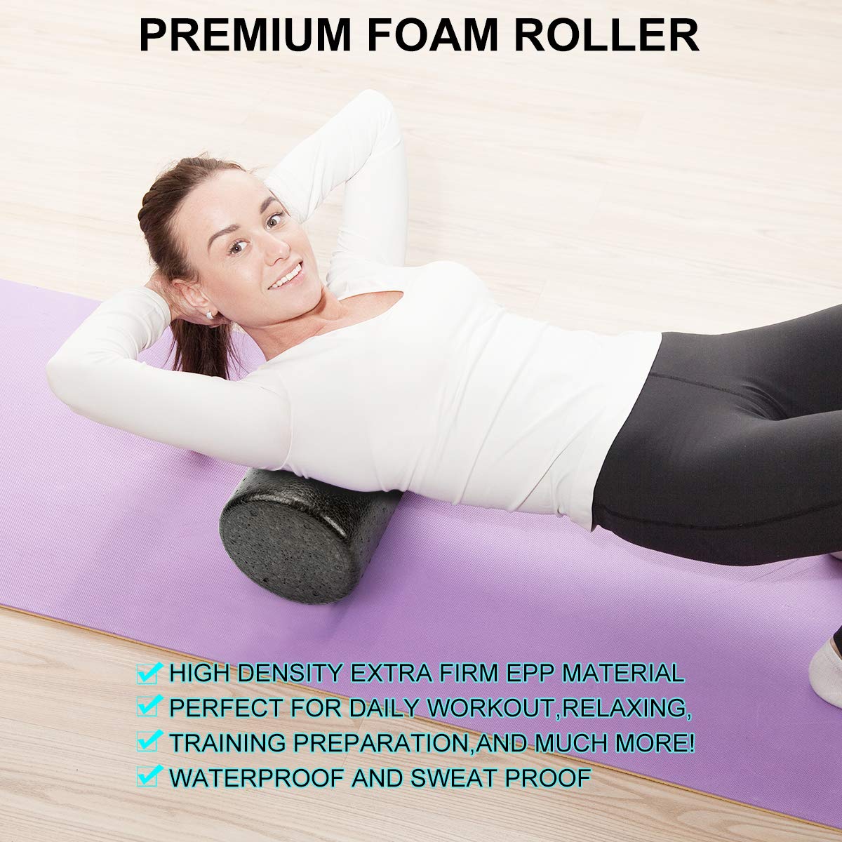 Foam Roller Set - High Density Back Roller, Muscle Roller Stick Stretching Strap