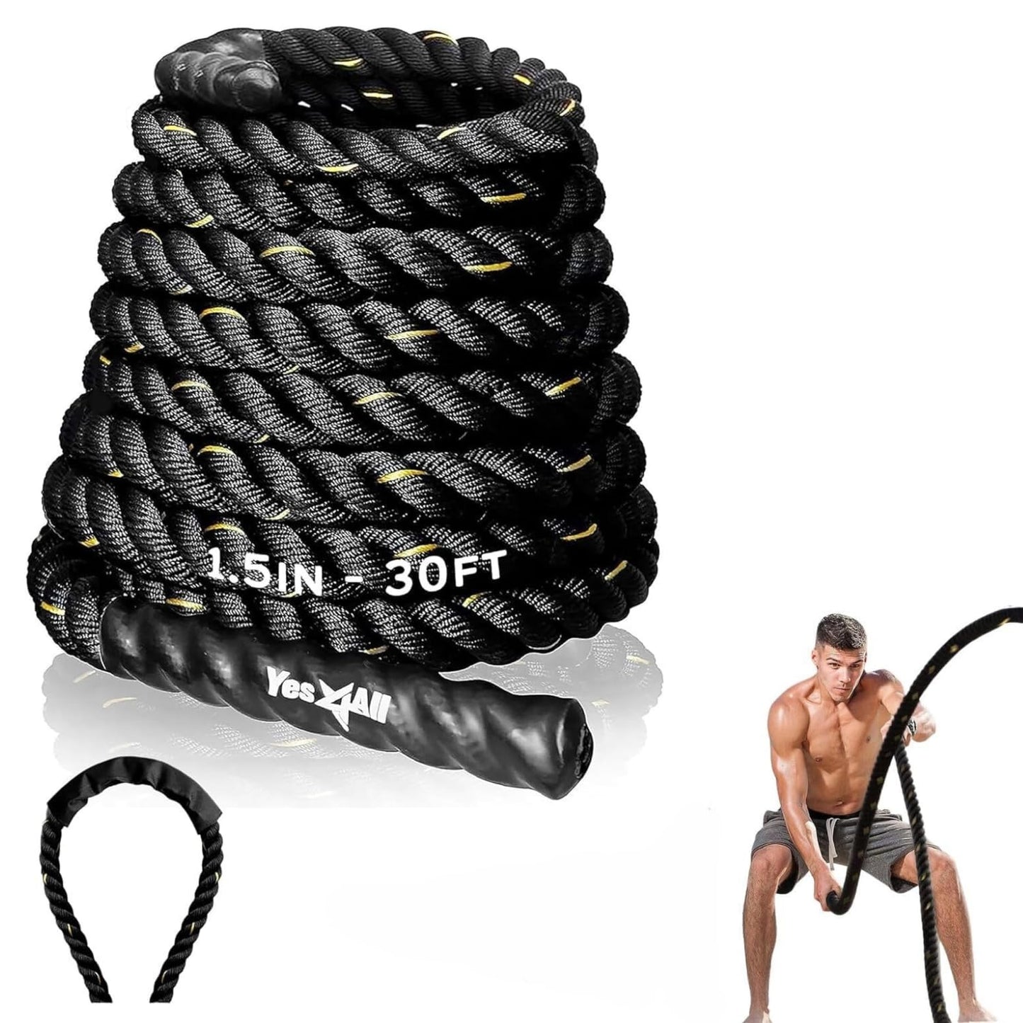 Yes4All Battle Rope No Cover 1.5in - 30ft