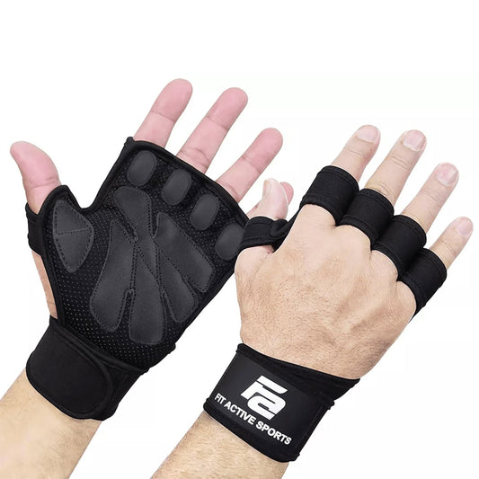 Fit Active Sports Weight Lifting Workout Gloves with Built-in Wrist Wraps for Men