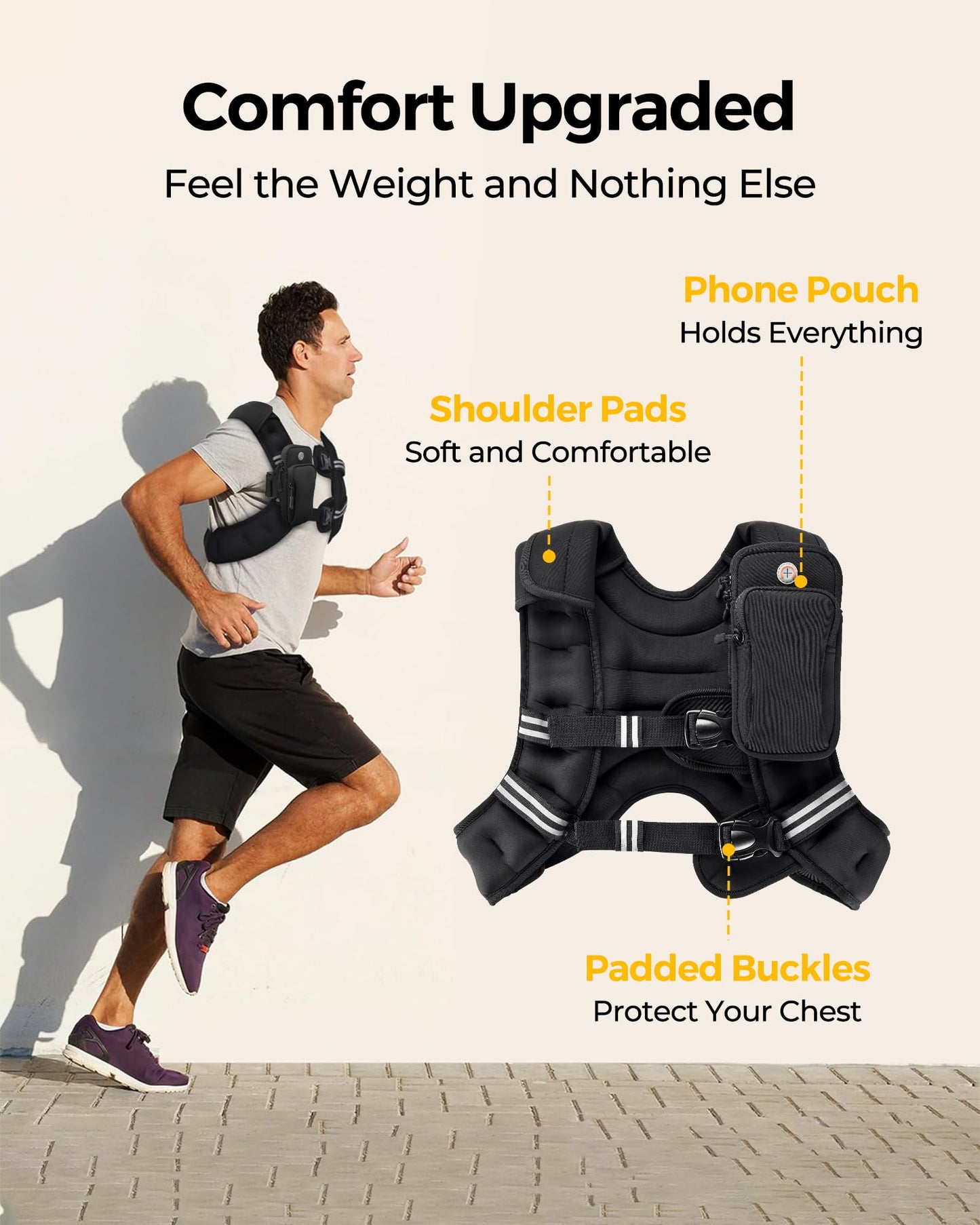 Weighted Vest, 6lb/12lb/16lb/20lb/25lb/30lb Body Weight Vests Adjustable for Men