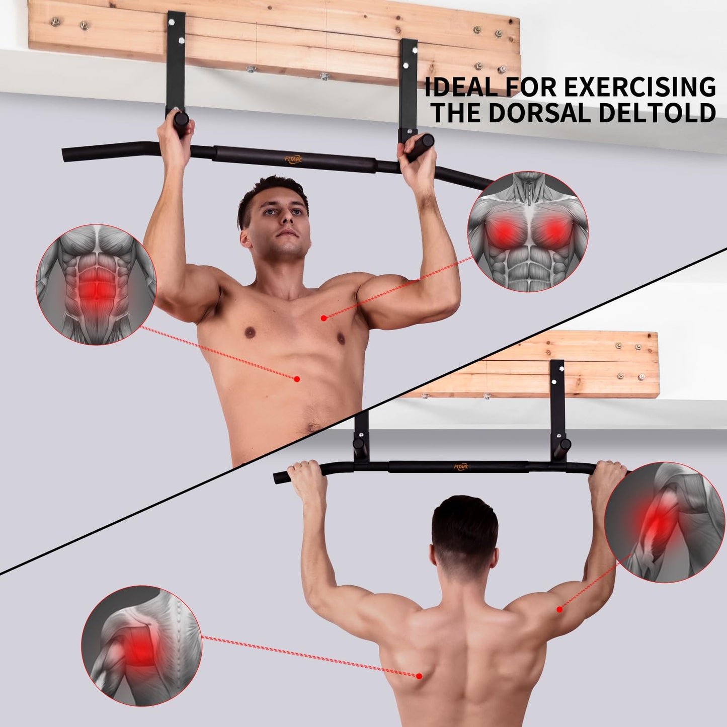 Joist Mount Pull Up Bar, Chin Up Bar Ceiling Mount, Heavy Duty