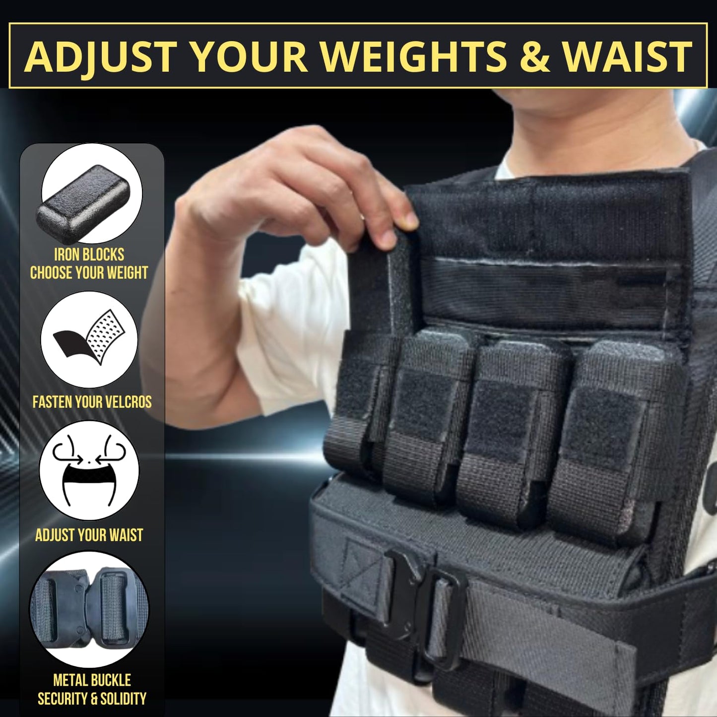 Adjustable Weighted Vest 40 lbs with iron weights. Weighted vest men 40lbs.