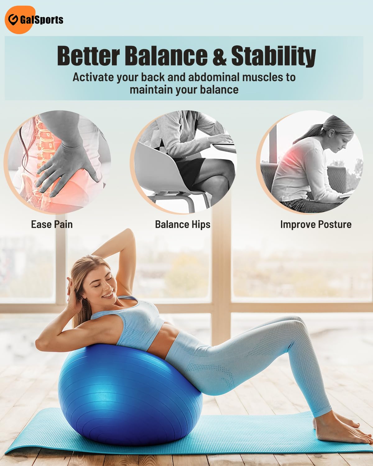 Yoga Ball Exercise Ball for Working Out, Anti-Burst and Swiss Ball for Physical