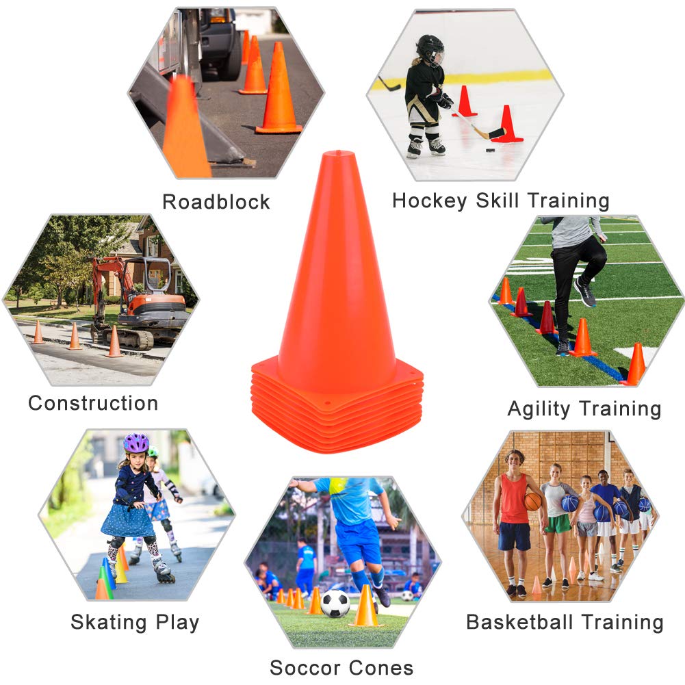 9 Inch Plastic Training Traffic Cones, Sport Cones, Agility Field Marker Cones