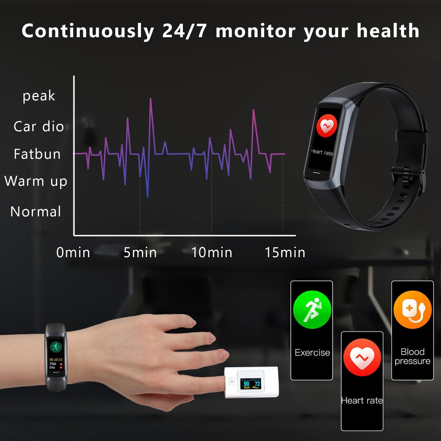 Fitness Tracker with 24/7 Heart Rate Blood Oxygen Sleep Monitor Activity Tracker