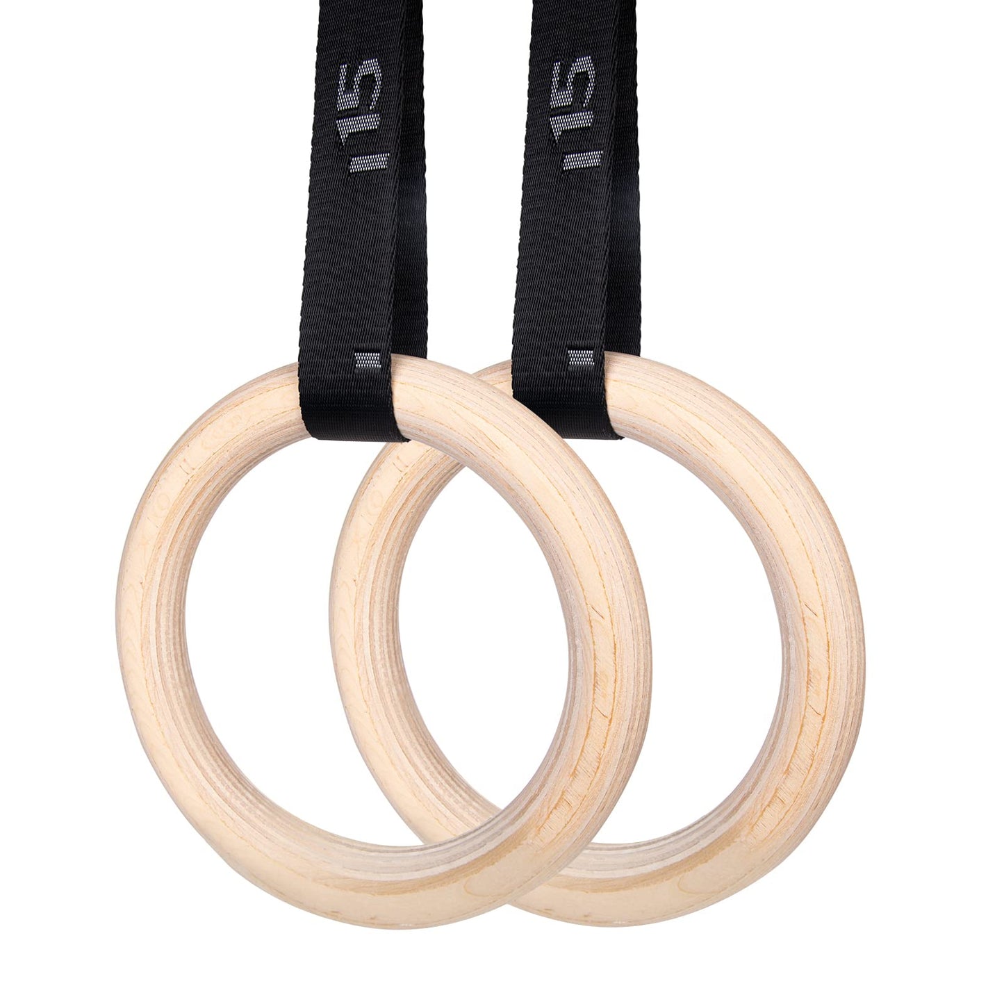 Rings Olympic Rings Wooden Gym Rings 1500lbs with Adjustable Cam Buckle