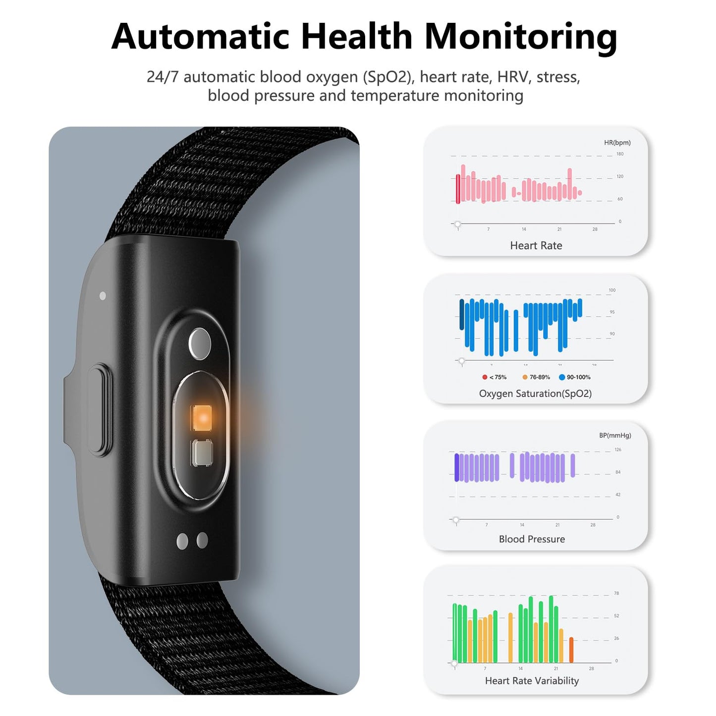 Smart Health Wristband, Wearable Activity & Fitness Tracker for Multi-Sport Mode