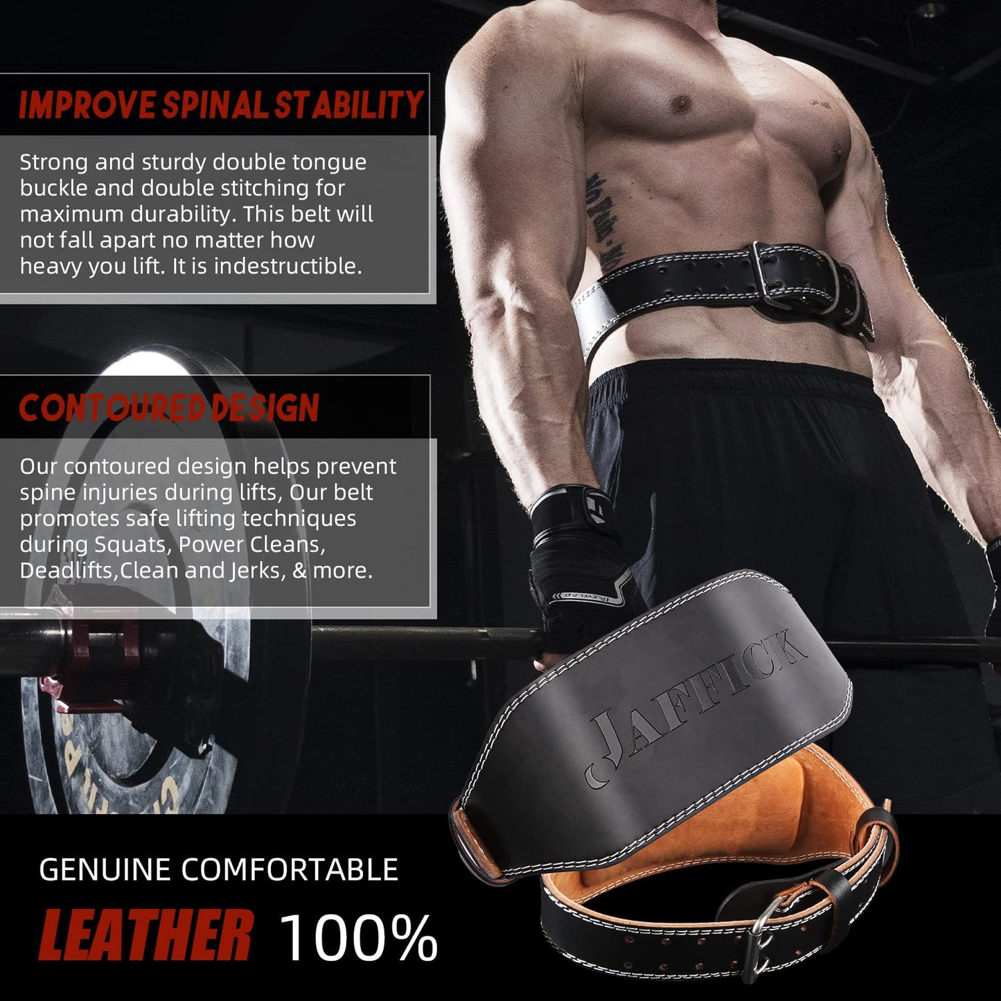 Genuine Leather Weight Lifting Belt for Men Gym Weight Belt Lumbar