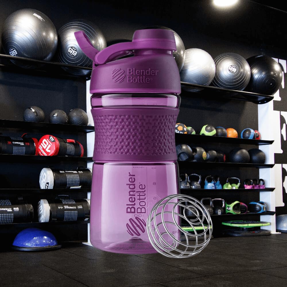 SportMixer Shaker Bottle Perfect for Protein Shakes and Pre Workout, 20-Ounce, Plum