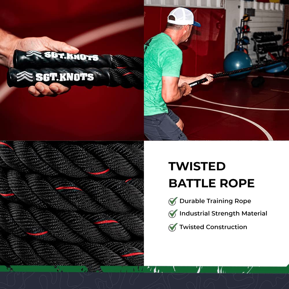 Twisted Battle Rope - Weighted Exercise Rope for Strength Training