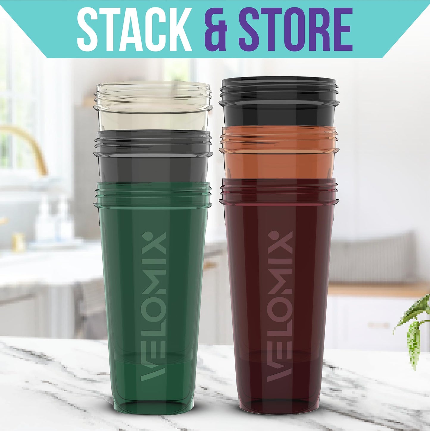 6 PACK- Shaker Cups Leak Proof Protein Shaker Bottle for Protein Shake