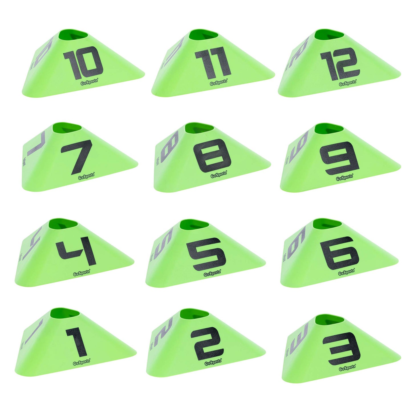 Modern Sports Cones - 12 Pack with Numbered Cones  Basketball, Football