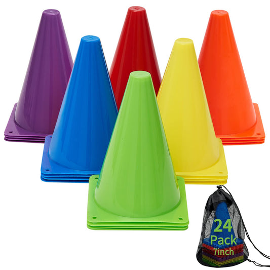 Cones Sports for Kids Small Training Cones Set for Soccer Practice 24 Pack 7 Inch