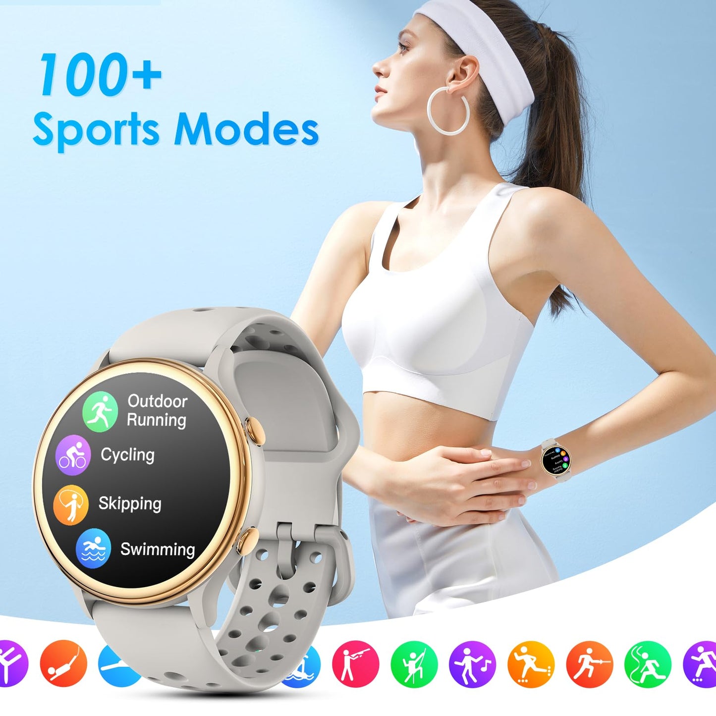 Smart Watches for Women, Fitness Tracker with Heart Rate & SpO2 Monitor