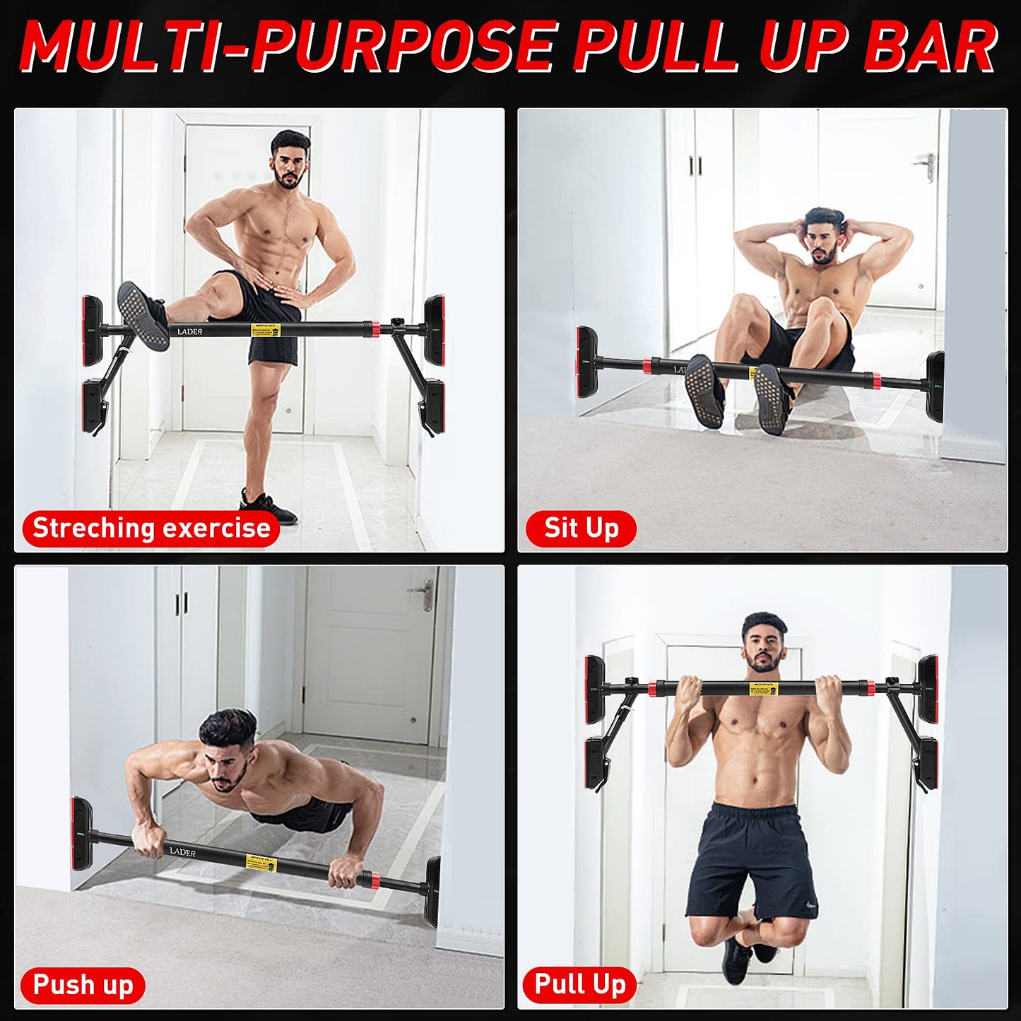 Pull Up Bar for Doorway, Strength Training Pull-Up Bars with No Screw, Chin Up Bar