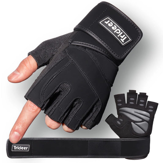 Trideer Padded Workout Gloves for Men - Gym Weight Lifting Gloves