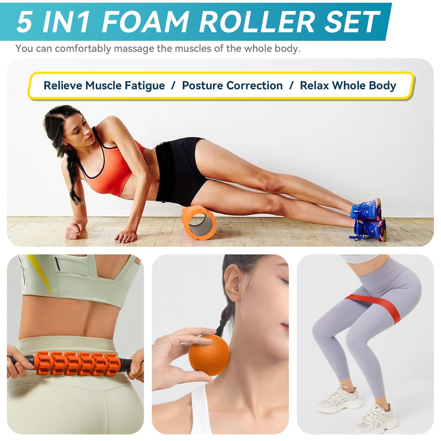 Krightlink 5 in 1 Foam Roller Set for Deep Tissue Muscle Massage