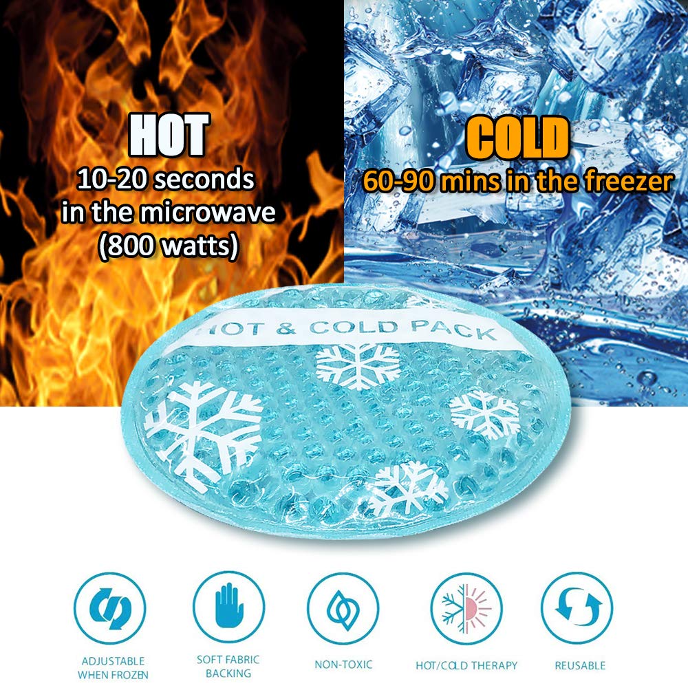 Small Hot Cold 6 Packs, Reusable Round Gel Beads Ice Pack with Cloth Backing