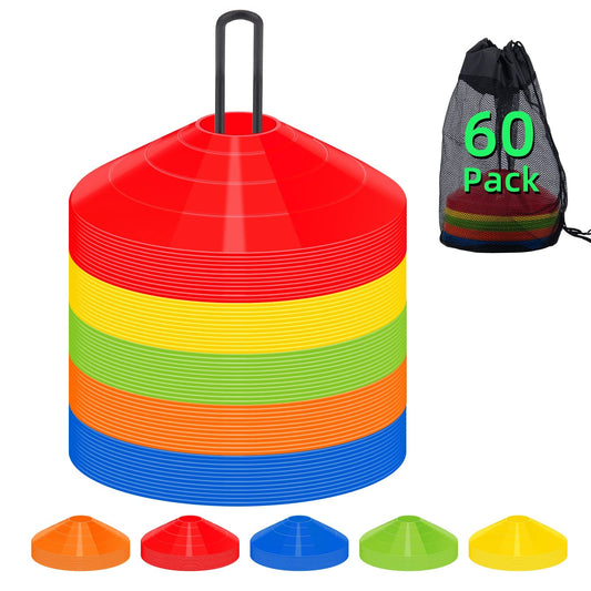 60 Pack Agile Soccer Cones with Portable Bags & Brackets,Sports