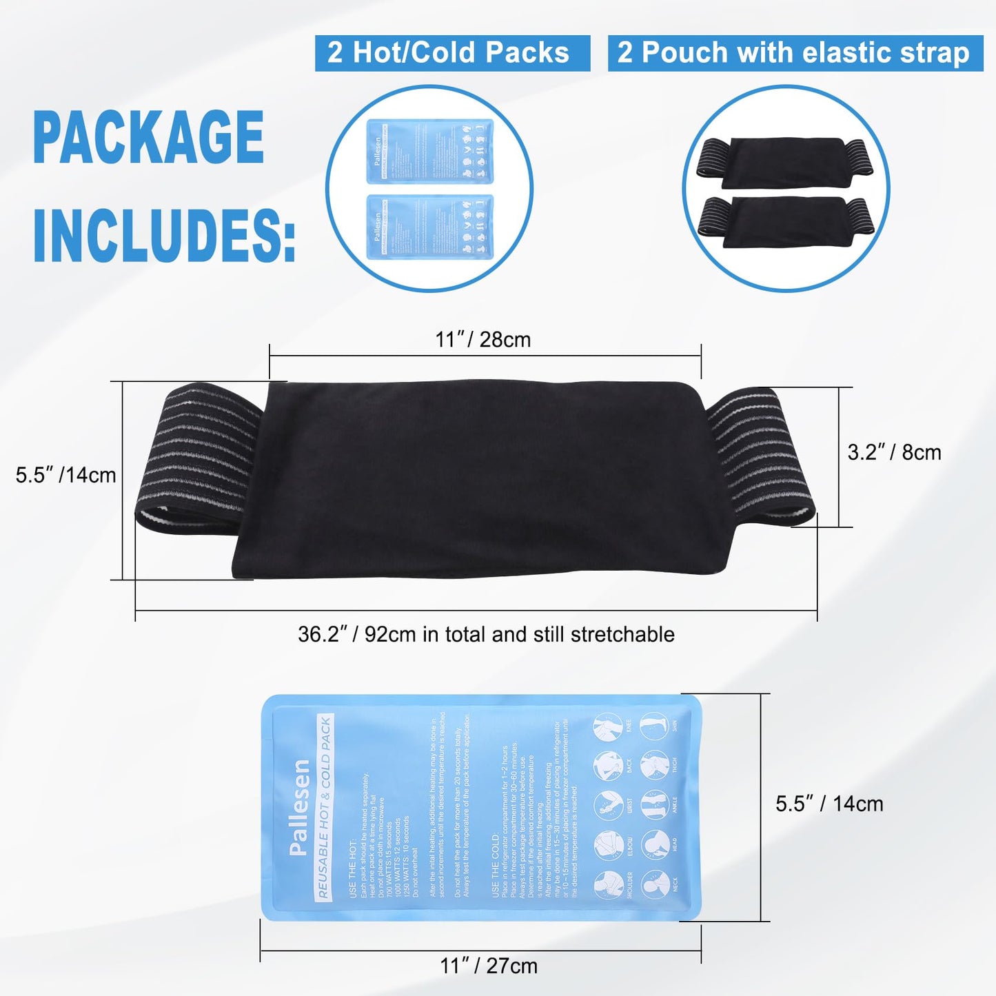 Pallesen Gel Ice Packs for Pack Wrap Reusable Gel Hot Pack & Cold Pack