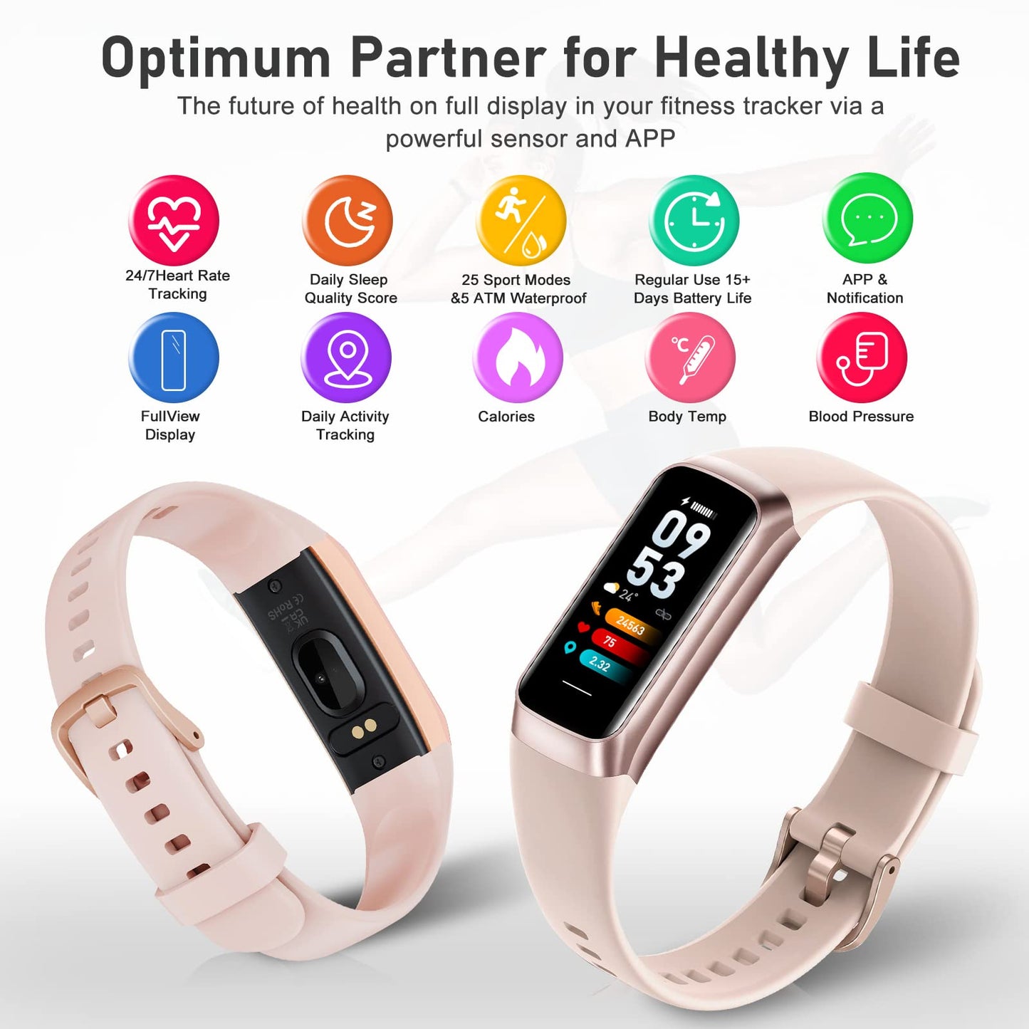 Fitness Tracker with Step Counter/Calories/Stopwatch, Activity Tracker