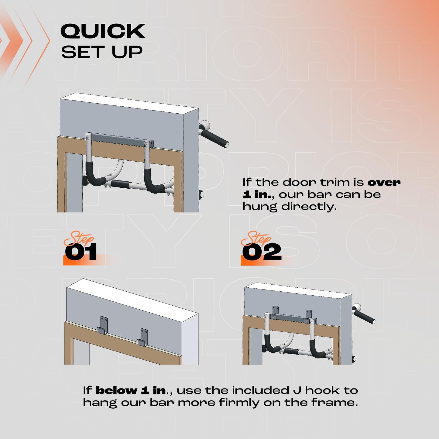 Pull Up Bar for Doorway, Adjustable/Solid Bar Construction Doorway Pull Up Bar