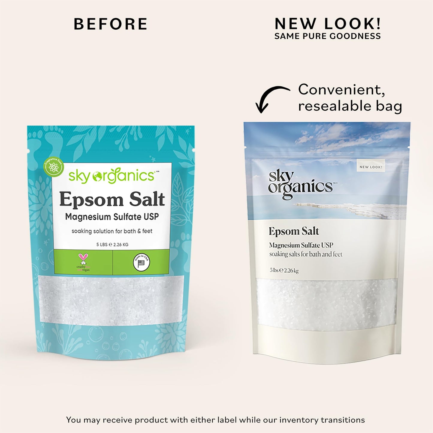 Epsom Salt Bath Soak, 5 lbs - Magnesium Sulfate USP - 100% Pure, Medium Grain