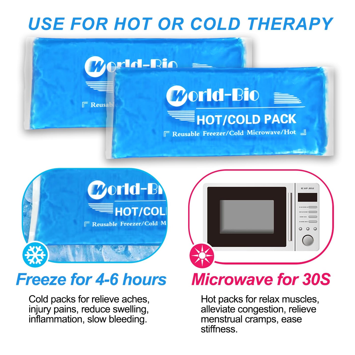 Gel Soft Flexible Ice Packs for Injuries Reusable, 2Pack-12" X 4.7", Freezer Cold Pack